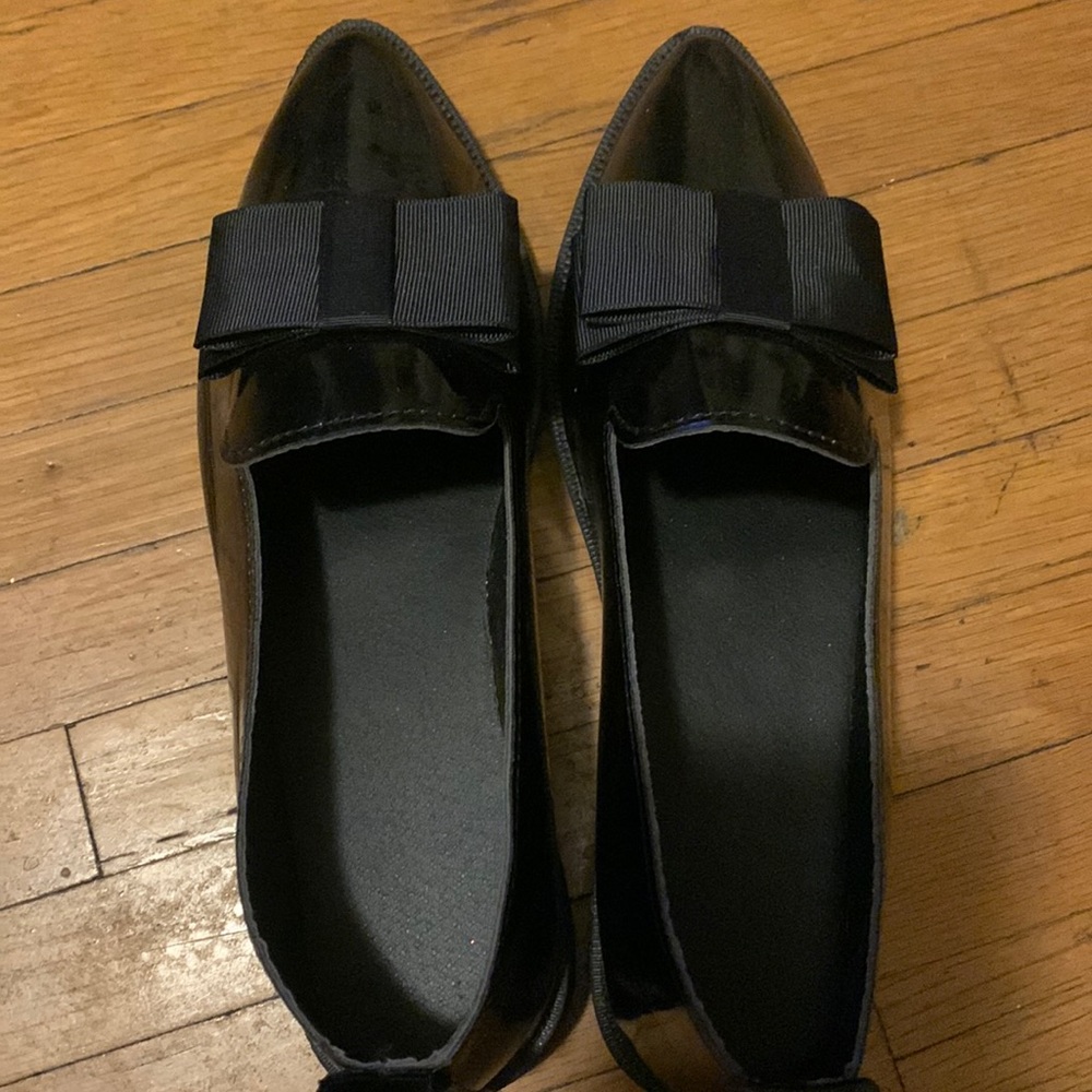 Black patent loafers